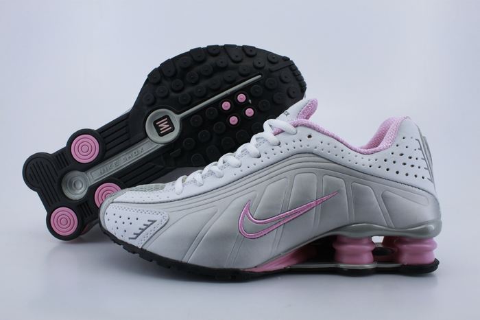 Women Nike Shox R4 White Grey Pink - Click Image to Close