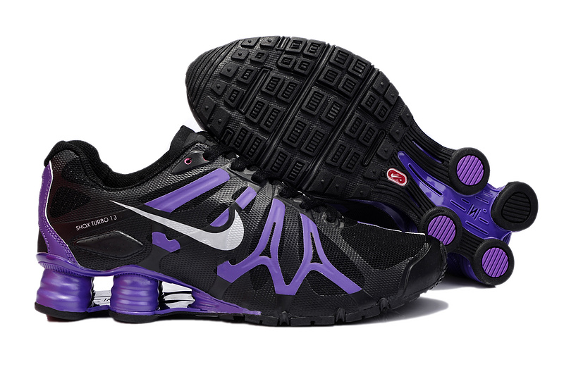 Women Nike Shox Turbo+13 Black Purple Shoes - Click Image to Close