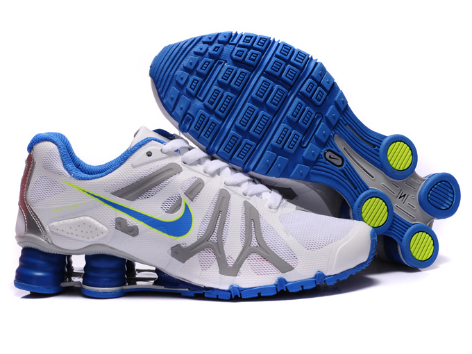 Women Nike Shox Turbo+13 White Grey Blue Shoes - Click Image to Close