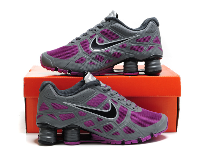 Women Nike Shox Turbo 12 Mesh Grey Purple Shoes - Click Image to Close