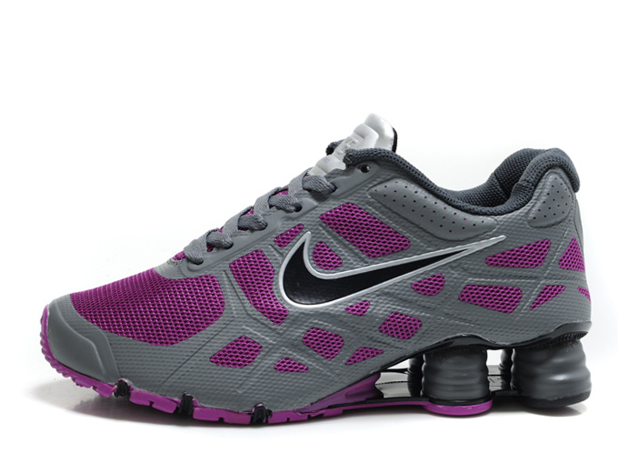 Women Nike Shox Turbo 12 Mesh Grey Purple Shoes - Click Image to Close