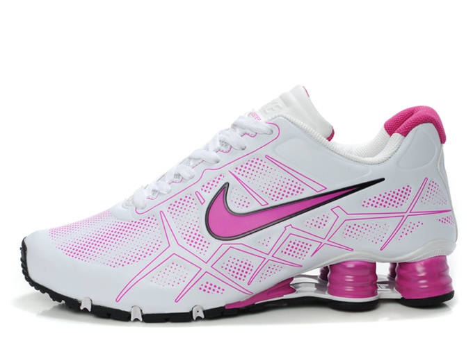 Women Nike Shox Turbo 12 White Pink Shoes - Click Image to Close