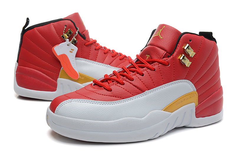 Nike Air Jordan 12 Red White Orange Shoes For Women