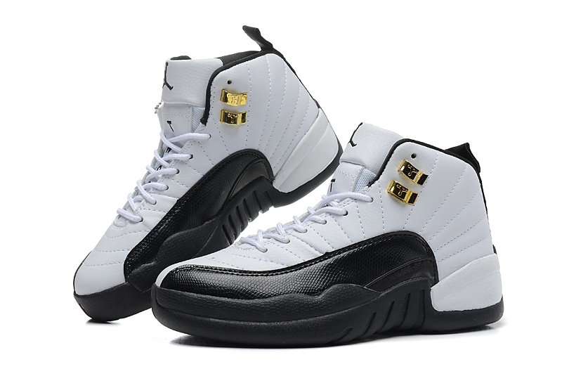 Nike Air Jordan 12 White Black Shoes For Women