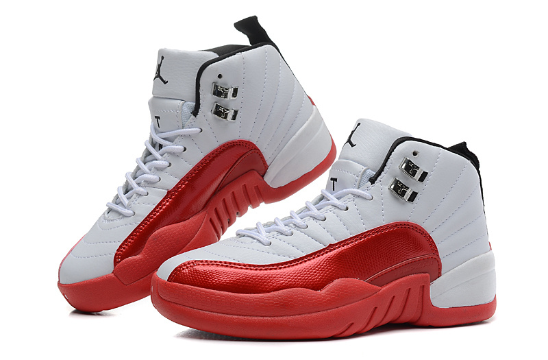 Nike Air Jordan 12 White Red Shoes For Women - Click Image to Close