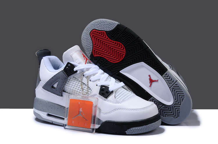 Nike Air Jordan 4 White Black Grey Shoes For Women