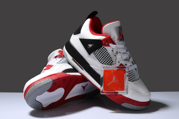 Nike Air Jordan 4 White Red Black Shoes For Women