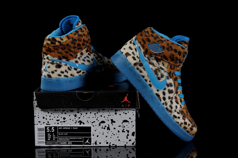 Nike Cheetah Print Jordan 1 Baby Blue Shoes For Women - Click Image to Close