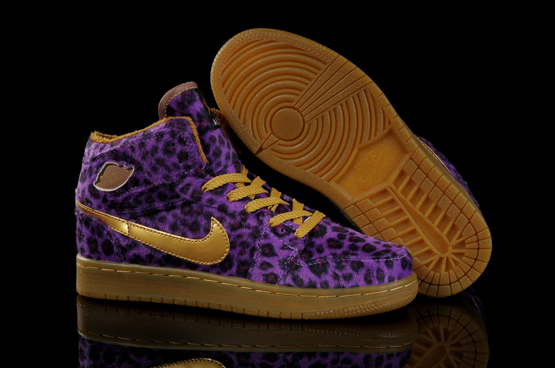 Nike Cheetah Print Jordan 1 Purple Brown Shoes For Women - Click Image to Close