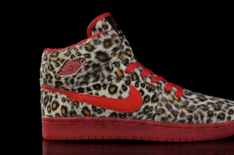 Nike Cheetah Print Jordan 1 Red Shoes For Women