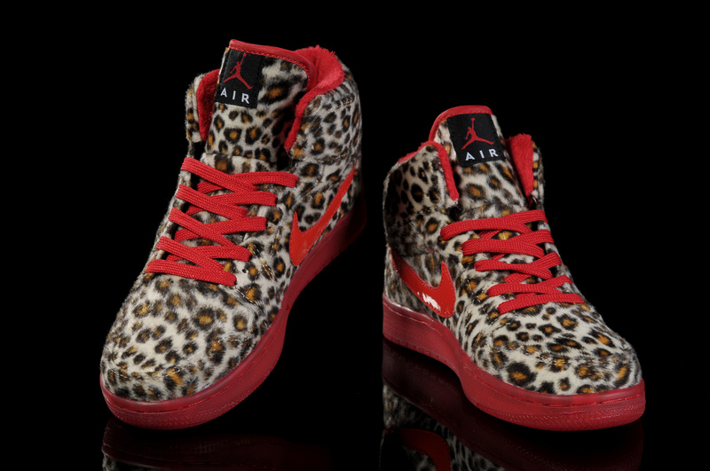 Nike Cheetah Print Jordan 1 Red Shoes For Women