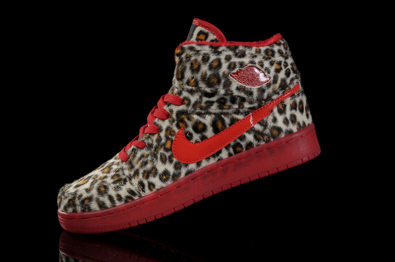 Nike Cheetah Print Jordan 1 Red Shoes For Women