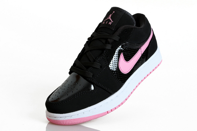 Nike Jordan 1 Low Basketball Shoes For Women Black White Pink