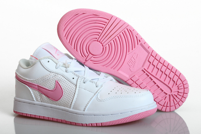 Nike Jordan 1 Low Basketball Shoes For Women White Pink - Click Image to Close