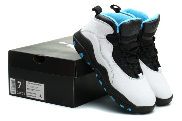 Nike Jordan 10 White Black Blue Shoes For Women - Click Image to Close