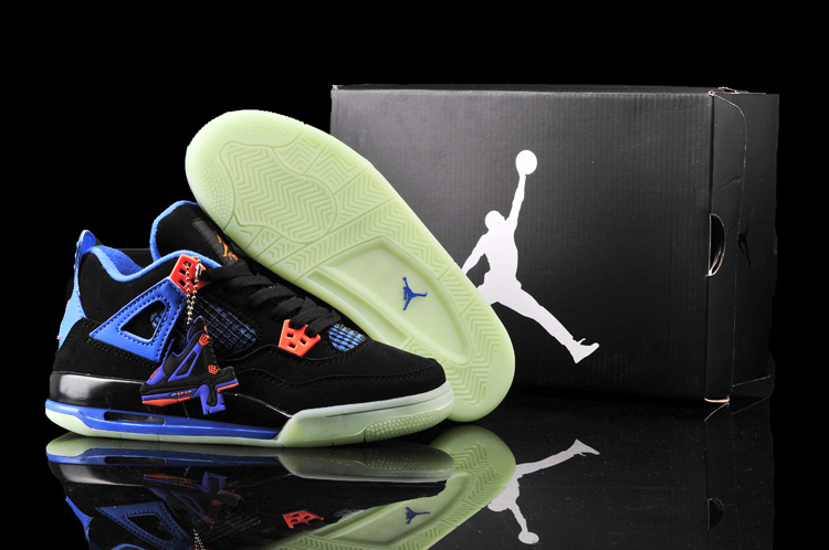 Nike Jordan 4 Midnigh Black Blue Orange Shoes For Women