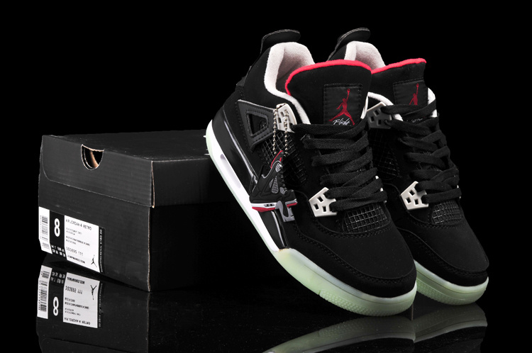 Nike Jordan 4 Midnigh Black Red Shoes For Women - Click Image to Close