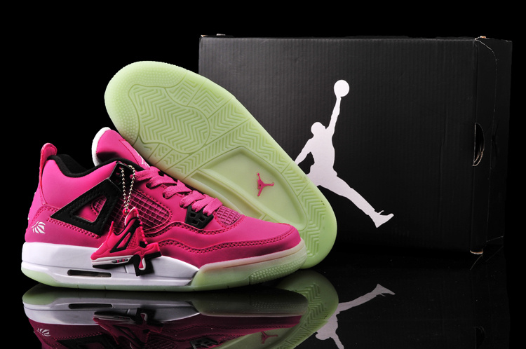 Nike Jordan 4 Midnigh Pink Black White Shoes For Women - Click Image to Close