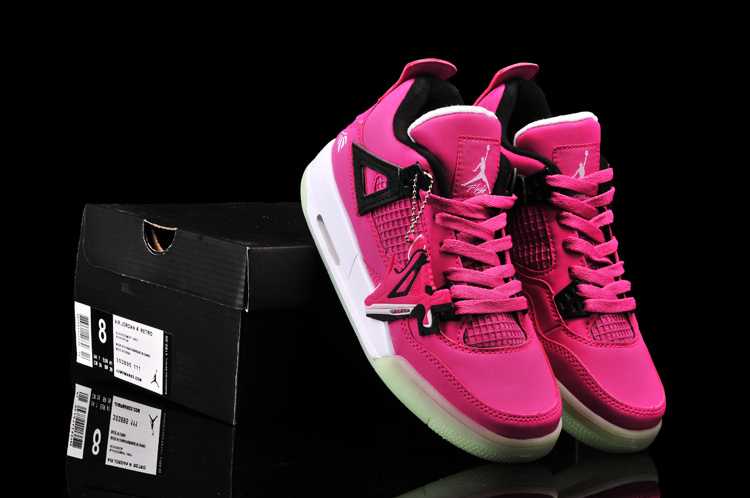 Nike Jordan 4 Midnigh Pink Black White Shoes For Women - Click Image to Close