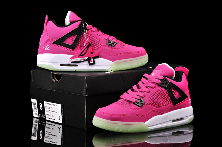 Nike Jordan 4 Midnigh Pink Black White Shoes For Women - Click Image to Close