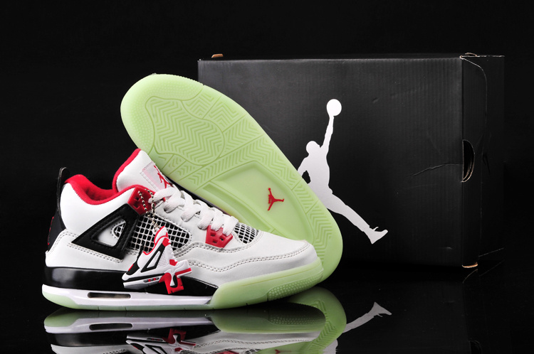 Nike Jordan 4 Midnigh White Black Red Shoes For Women - Click Image to Close