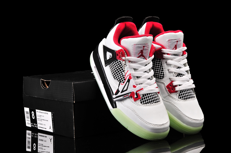 Nike Jordan 4 Midnigh White Black Red Shoes For Women - Click Image to Close