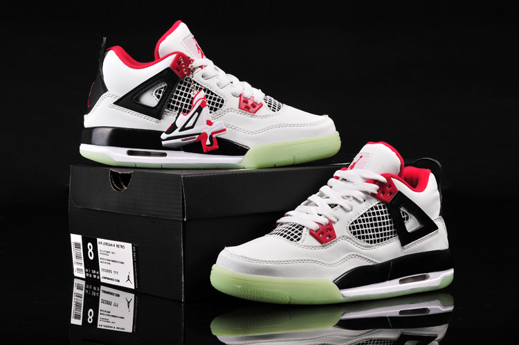 Nike Jordan 4 Midnigh White Black Red Shoes For Women - Click Image to Close