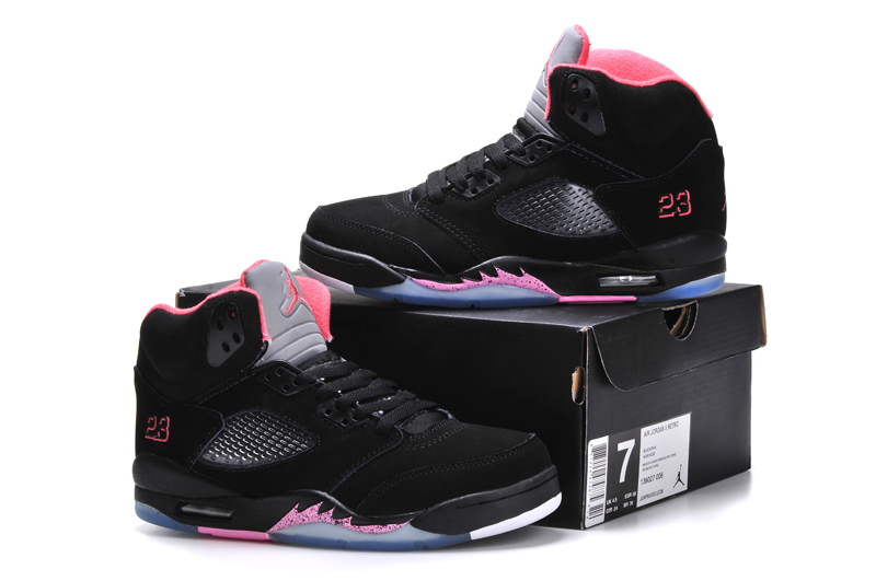 Nike Jordan 5 Black Pink Basketball Shoes For Women - Click Image to Close