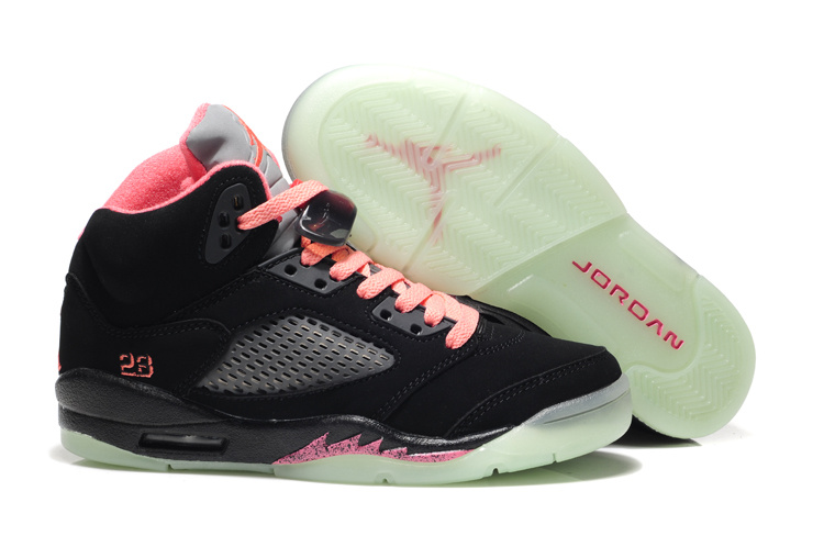 Nike Jordan 5 Midnight Shoes For Women Black Pink - Click Image to Close