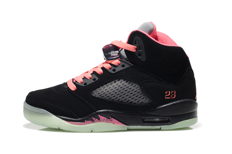 Nike Jordan 5 Midnight Shoes For Women Black Pink - Click Image to Close