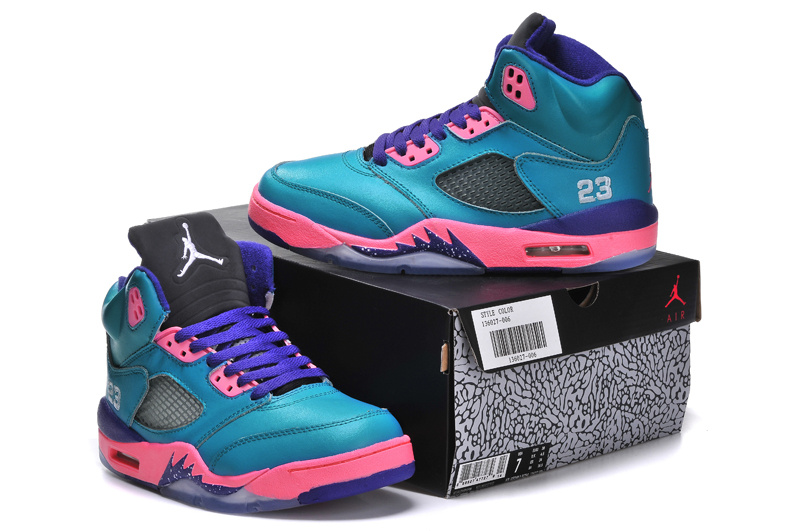 Nike Jordan 5 Retro Blue Purple Pink Shoes For Women