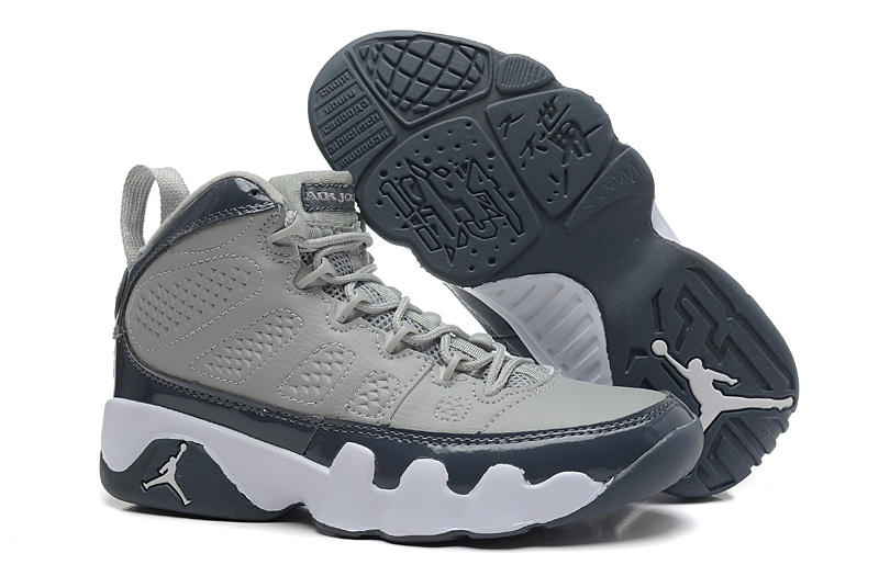 Nike Jordan 9 Grey Black White Shoes For Women - Click Image to Close