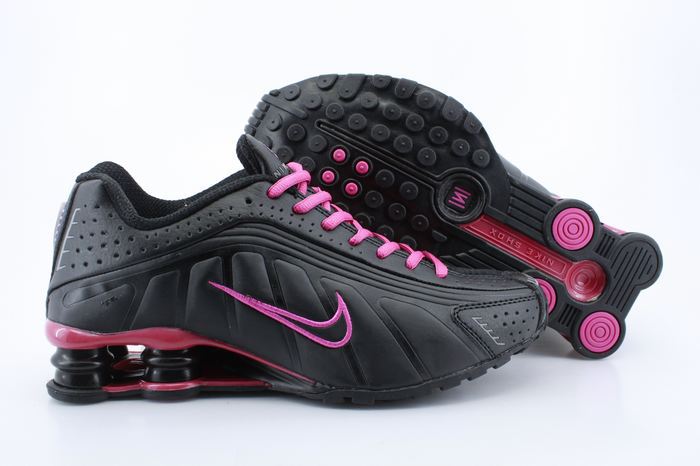Womens Nike Shox R4 Black Wine Red Footwear