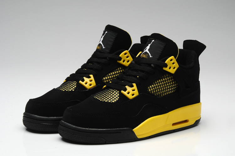 Nike Thor Jordan 4 Shoes For Women Black Yellow