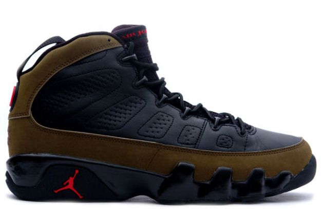 jordan 9 ix retro black light olive true red shoes - Click Image to Close