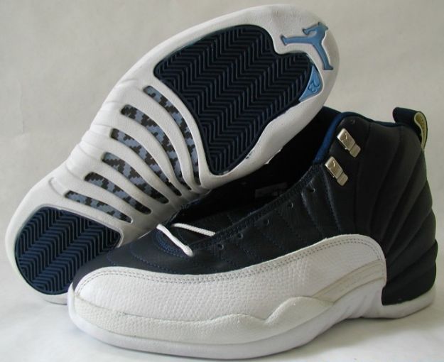 nike air jordan 12 og obsidian obsidian white french blue gold shoes - Click Image to Close