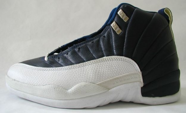 nike air jordan 12 og obsidian obsidian white french blue gold shoes - Click Image to Close