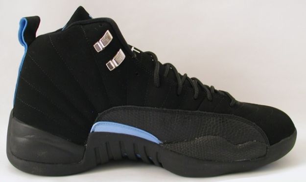 nike air jordan 12 retro nubucks unc black blue shoes - Click Image to Close