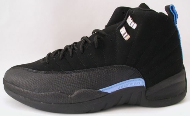 nike air jordan 12 retro nubucks unc black blue shoes - Click Image to Close