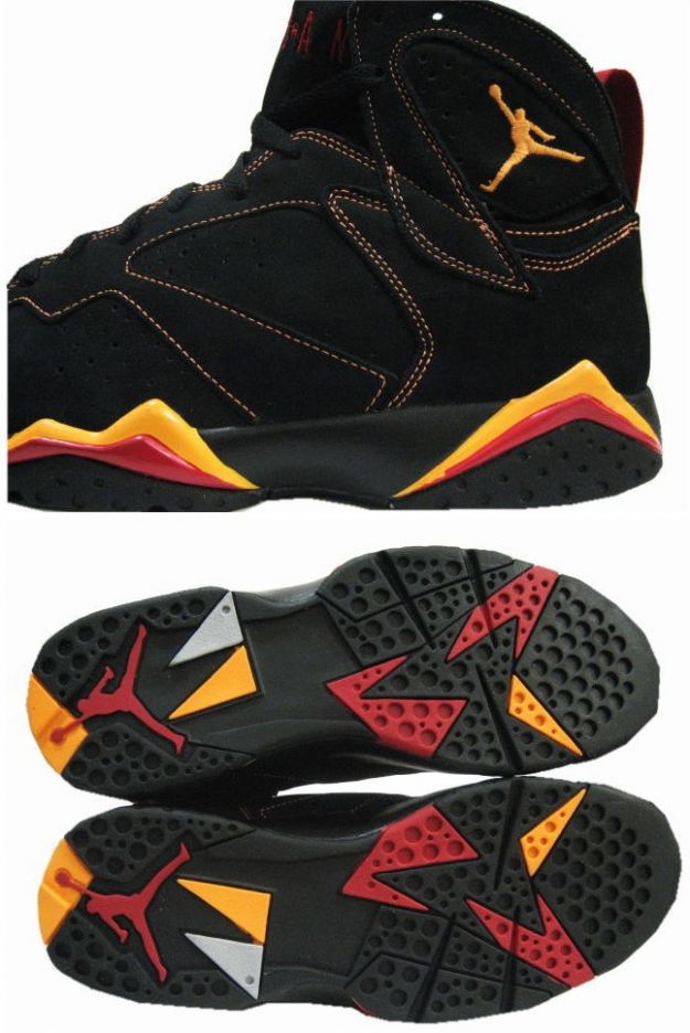 nike air jordan 7 retro black Yellow varsity red shoes - Click Image to Close