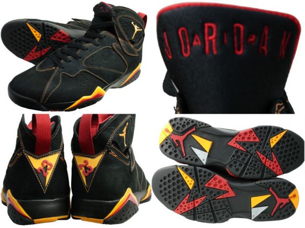 nike air jordan 7 retro black Yellow varsity red shoes - Click Image to Close