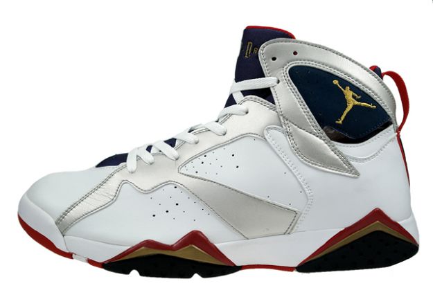 nike air jordan 7 retro olympics edition white metallic gold navy blue true red shoes