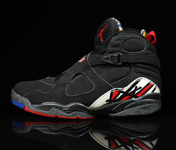 nike air jordan 8 playoffs og comparison edition black true red white shoes - Click Image to Close