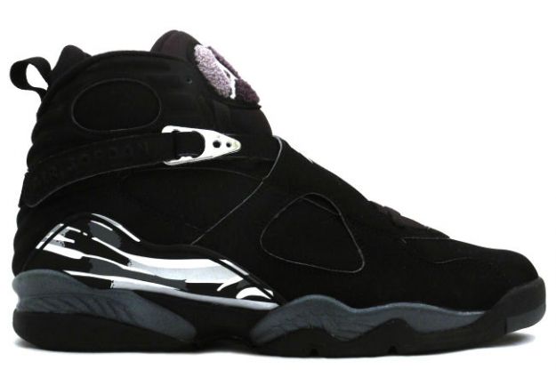 nike air jordan 8 retro black chrome silver shoes