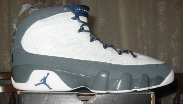 nike air jordan 9 og white french blue flint grey shoes - Click Image to Close