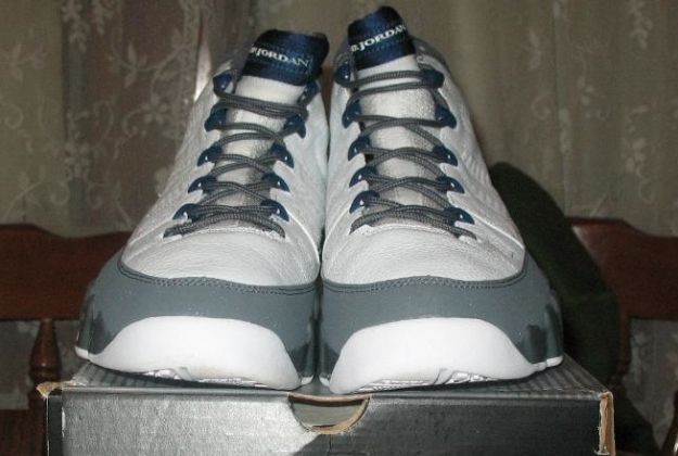 nike air jordan 9 og white french blue flint grey shoes - Click Image to Close