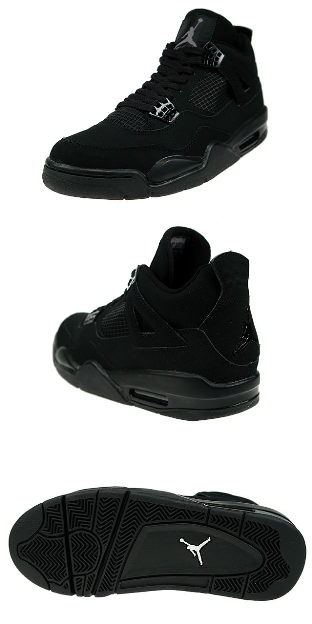 nike jordan 4 retro black cat black black light graphite shoes - Click Image to Close