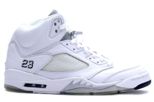 nike jordan 5 retro 34 high white metallic silver black grey fire shoes - Click Image to Close