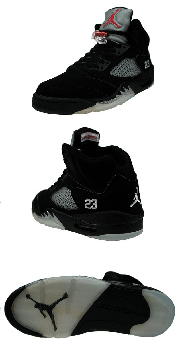 nike jordan 5 retro black black metallic silver fire shoes - Click Image to Close