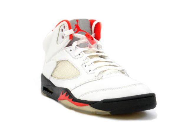 nike jordan 5 retro white black fire red shoes - Click Image to Close